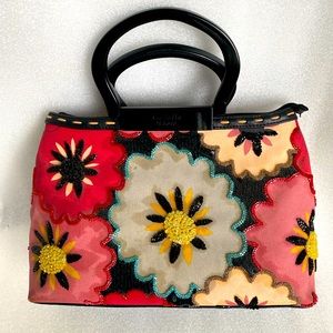 Vintage Isabella Fiore Multi Color Beaded Flower Y2K Purse